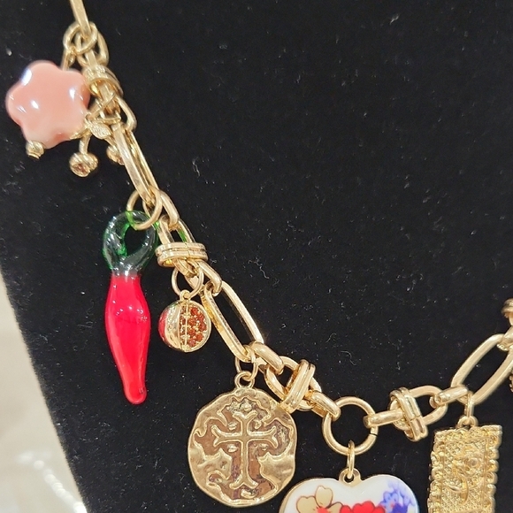 💙🔹️Atterri 🔹️Gold Charm 16" Cubic Zirconia Necklace with Colorful Accents ✨️ - Picture 3 of 7